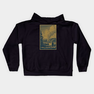 Doutone Yellowstone National Park Travel Poster Kids Hoodie